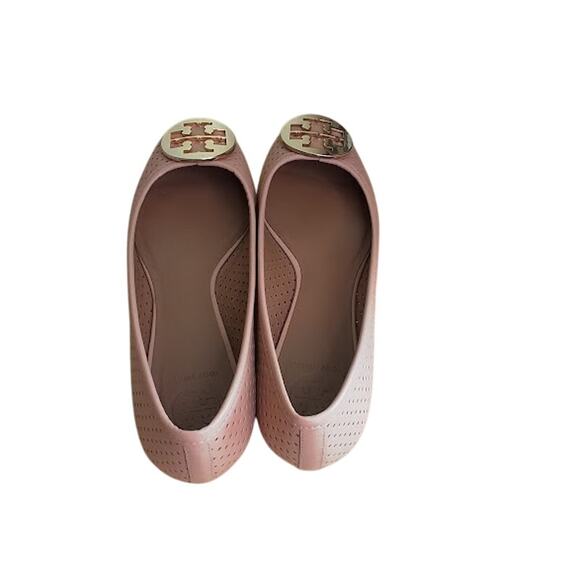 Tory Burch Chelsea Ballet Leather Flats Pink Gold Logo 9.5 New in Bag $300 MSRP - Picture 5 of 9